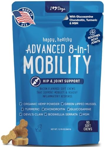 iHeartDogs 8-in-1 Hip & Joint Supplement Chews for Dogs with Glucosamine