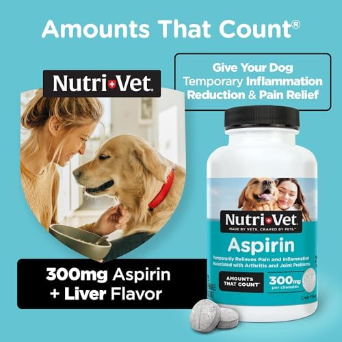 Nutri-Vet Aspirin for Dogs,Dog Aspirin,Pet Essentials,Inflammation Care,Joint Support for Seniors,Arthritis Pain Relief,300mg per Tablet,Over 50 lbs,75 Count (Pack of 2)