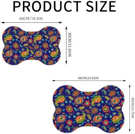 Bone Shaped Pet Food Mat for Floors (Tropical Paisley)