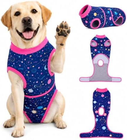 PetWarm Dog Cone Alternative, Recovery Suit for Dogs, Galaxy, Pink, 2XL