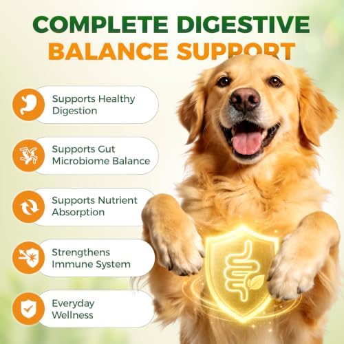 Probiotics for Dogs, 6-Strain Gut Health Blend with Digestive Enzymes, Pumpkin & Papaya, Chicken Flavor Chewable Tablets, 200 Count, Supports Digestive Health for All Breeds