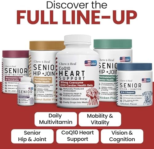 CoQ10 for Dogs, 60 Soft Gels - Dog Heart Health Supplement, Cardiac and Kidney Support - 30mg Coenzyme q10 for Dog Cardiovascular, Immune Health and Cellular Energy Support - Made in the USA