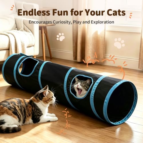 iCAGY Cat Tunnel for Indoor Cats Kittens Rabbits, Foldable Tunnel Toys