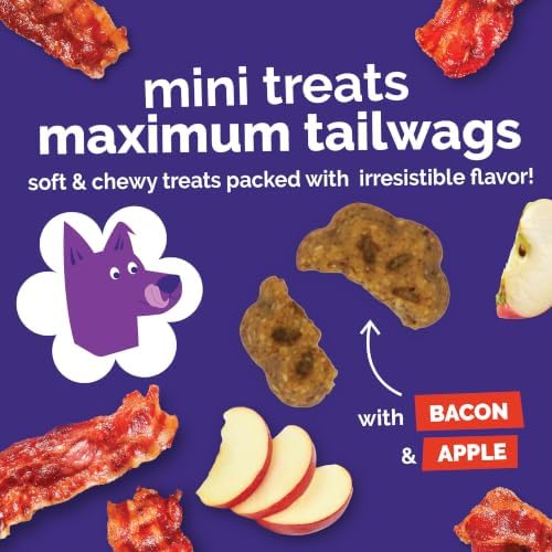 Fruitables Skinny Minis Soft & Chewy Dog Training Treats, Low Calorie Bacon & Apple Recipe, Bite-Sized Rewards for Puppies & Adult Dogs, No Wheat Corn or Soy, Made in USA, 20 oz