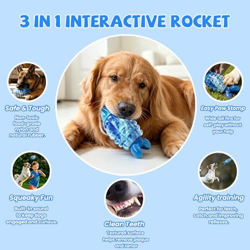 YINEYA Dog Toys for Aggressive Chewers, Tough Dog Chew Toys, Blue