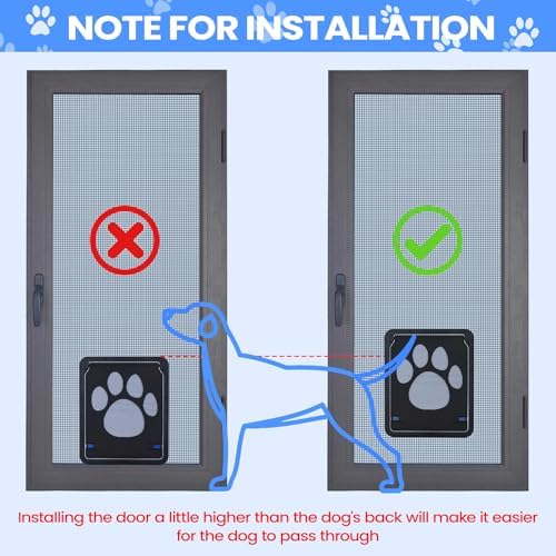 Cat Door for Screen Door, Small Dog Screen Door, Magnetic Flap Doggy Door for Sliding Door, Lockable Cat Screen Door, 10”*8”*0.5 Inch