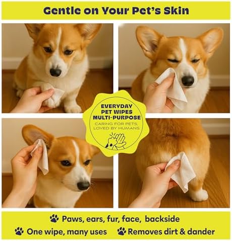 Papilion Pet Wipes for Dogs & Cats, Gentle Grooming & Cleaning Wipes, Safe for Paws, Coat & Face for Daily Use, Paraben-Free, Extra Large All-Purpose Wipes, Flip-Top Pack, 600 Count