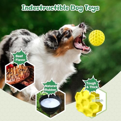Squeaky Dog Toys for Aggressive Chewers, Indestructible Dog Balls for Aggressive Chewers, Squeaky Balls for Dogs, Interactive Toys for Large Dogs, Funny Ball