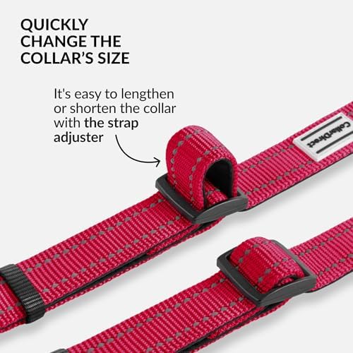 Reflective Dog Collar, Quick-Release Buckle (Pink, 12-16 Inch)