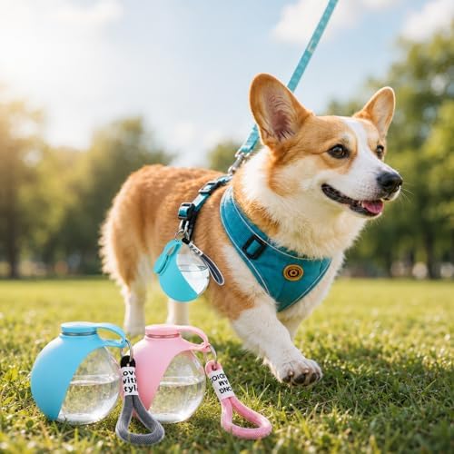 2 in 1 Portable Dog Water Bottle Tumbler, 10oz Stainless Steel (Blue)