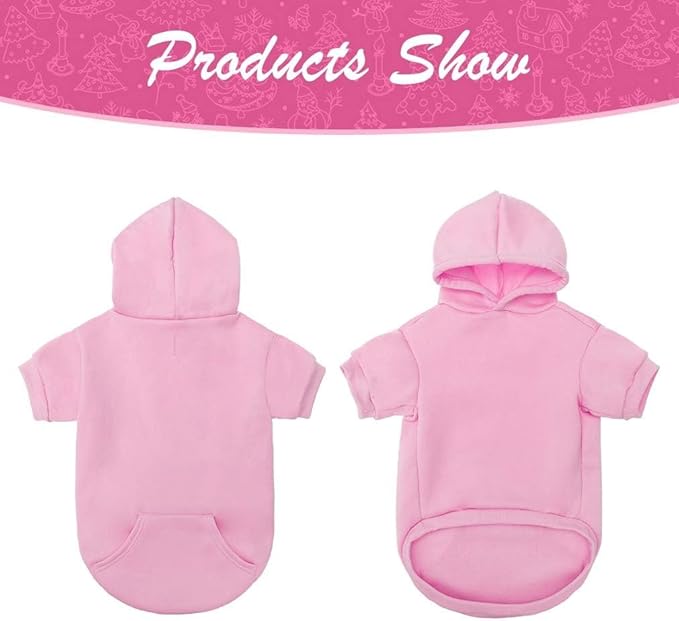 KOOLTAIL Basic Dog Hoodie - Soft and Warm Dog Hoodie Sweater with Leash Hole and Pocket, Dog Winter Coat, Cold Weather Clothes Sweatshirt for Small Medium Large Dogs Puppy Cat Boys Girls Pink SM