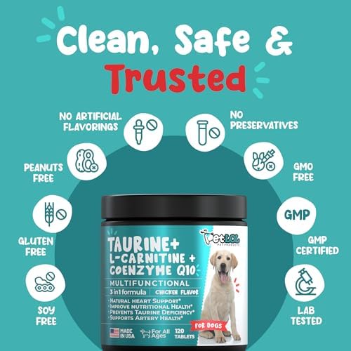 Taurine for Dogs 500 mg, L-Carnitine & CoQ10