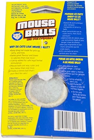 PetSport Mouse Balls - Mouse Ball Toy for Cats & Kittens, Catnip Toys Interactive, Certified Non-Toxic, 100% Natural Catnip Oil, Bell Inside, Won't Wear Down Teeth - 1.5" (Pack of 3)