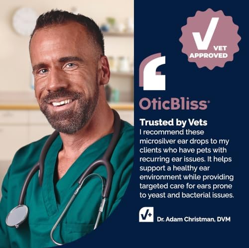 Vetnique Oticbliss Medicated Ear Drops for Dogs & Cats, Infection & Allergy (Ear Infection Drops)