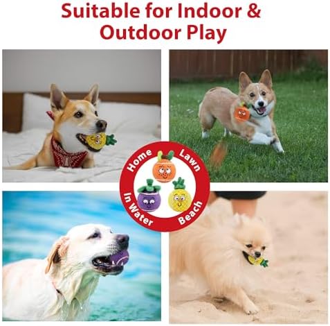 Gigwi Squeaky Tennis Balls for Dogs, 3 Pack Fruit Dog Ball for Small Dogs