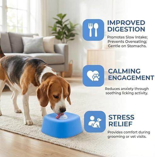 YCD-incerda Slow Feeder Lick Bowl with Rolling Ball (2,Blue)