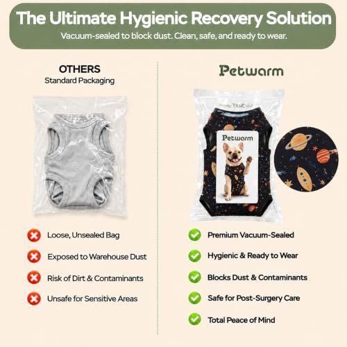 PetWarm Dog Surgical Suit, Dog Recovery Suit, Cosmic, Black Gold, 2XL