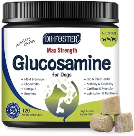 DRFOSTER Glucosamine for Dogs, Chicken Flavor, 120 Freeze-Dried Chews