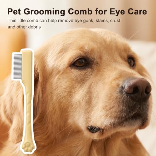 Dog Tear Stain Remover Dog Eye Comb with Round Tip Mini Scissor