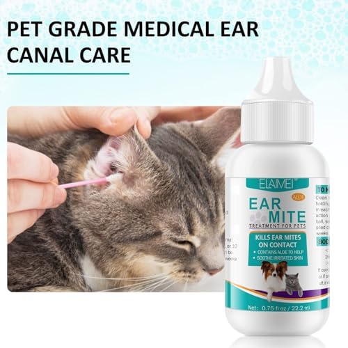 Ear Mites Clean for Dogs & Cat - with Aloe Vera, Fast-Acting 0.75oz