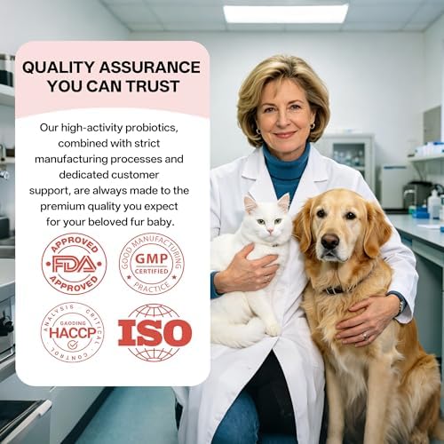 Probiotics for Dogs & Cats, Daily Digestive & Gut Health Supplement, 7 Strains & 3 Prebiotics, Supports Stool Balance, Occasional Diarrhea & Gas, Collagen & Spirulina for Skin Health & Itch Support