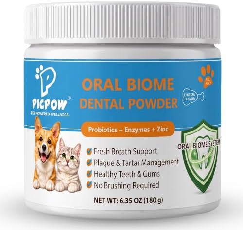 Pet Oral Care Teeth-Cleaning Powder, Contains 2 Billion Probiotics and Digestive Enzymes—Nutritious Tooth Powder for Dogs and Cats to Eliminate Bad Breath, Strengthen Teeth & Digestive Health