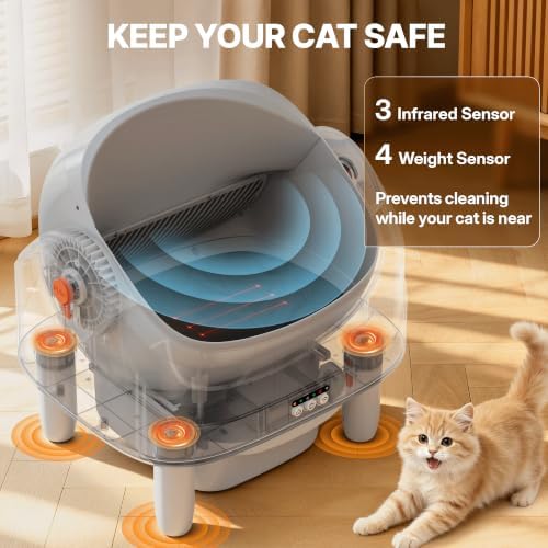 Automatic Litter Box, Self-Cleaning Cat Box, 70L+11L Large Capacity