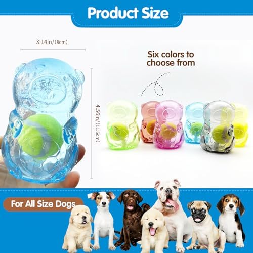 Tough Dog Chew Toy for Small, Medium Breeds Ball in Bottle Strong Rubber Treat Dispensing Toy Cute Interactive Slow Feeder Dog Fetch Toys (Blue-Dispenser(NO Ball))