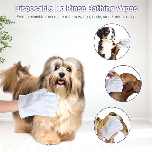 Pet Glove Wipes for Dogs & Cats, Pet Cleaning Gloves 30 PCS