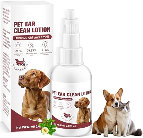 Pet Ear Cleaner Drops - Gentle Ear Wash Solution for Dogs & Cats, Remove Wax & Debris, Eliminate Ear Odor, Safe for Daily Ear Cleaning