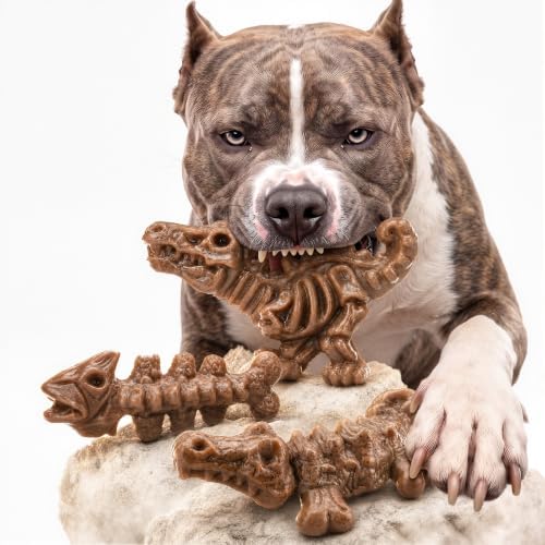 3-Pack Dog Toys for Aggressive Chewers 25-90 lbs,Bacon Flavored
