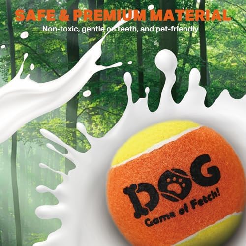 AMA SPORT Squeaky Tennis Balls for Dogs 2.5" Small Medium Dog Tennis Balls for Throwing and Fetching Dog Toys for Training, Exercise, High Bouncing 4 Pack (Orange Blue)