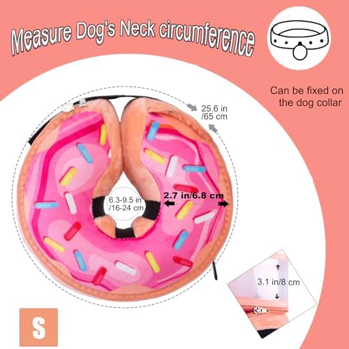 Inflatable Dog Cone Collar with Enhanced Anti-Licking, Soft Neck Donut for Dogs Cats, Recovery Pet Cone Collar After Surgery for Large Medium Small Dogs (Donut Pink2, Small)