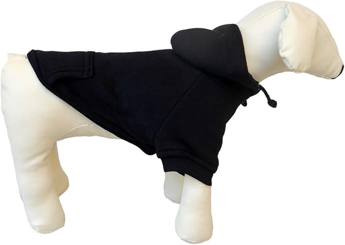 Lovelonglong Blank Basic Hoodie Sweatshirt for Dogs 100% Cotton Fits Small Medium Dachshund Large Dog Black M