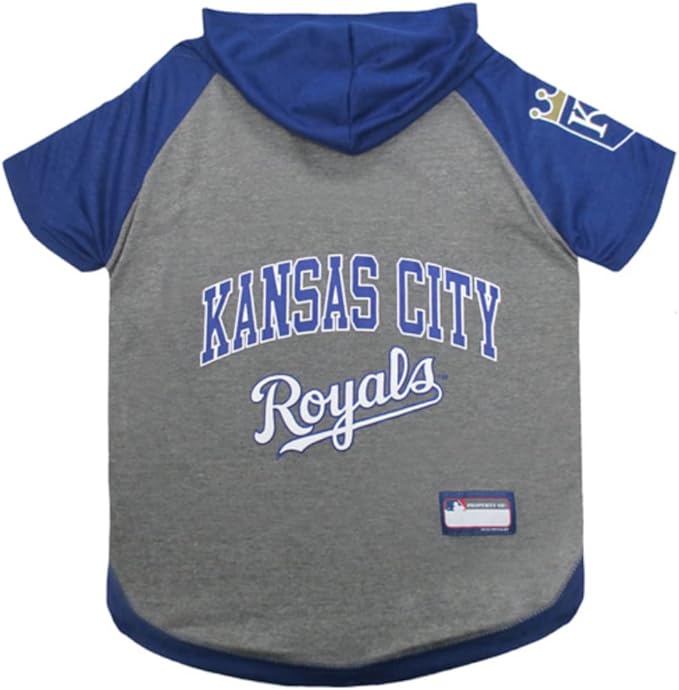 MLB Hoodie Shirt for Dogs & Cats - Kansas City Royals Dog Hooded T-Shirt, X-Small. - MLB Team Color Hoody Vest for Baseball Fans