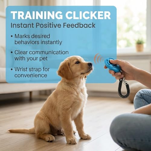 Pet Training Kit -Target Stick,Training Clicker,Whistle,Bell,Treat Pouch- Dog Training Equipment Tools, Agility Training Lure Course For Dogs,Cat Toilet Trainer Kit, Kitten Puppy Behavior Aids Trick