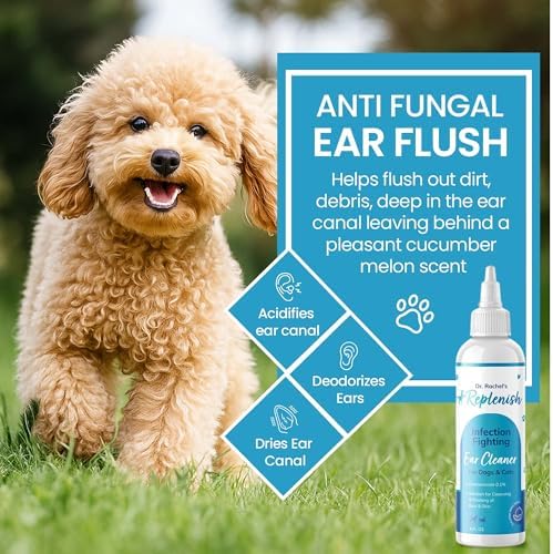 Replenish Otic Ear Cleaning Solution for Dogs, Antiseptic Ear Flush, 8 oz