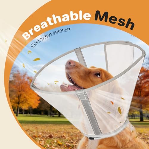 Breathable Mesh Dog Cone Collar for Surgery, Soft Elizabethan Recovery Alternative to Stop Licking,Pet Neck Collar for Large Medium Small Breeds
