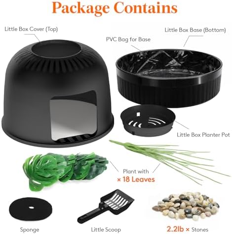 Lifewit Hidden Plant Cat Litter Box with Plastic Scoop& Litter Liner, Black
