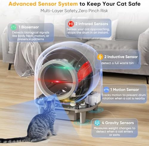 Self Cleaing Litter Box for Multiple Cats, 88L Large Smart Automatic Cat Litter Box with App Control, Health Monitoring, Integrated Safety Sensors, Odor Removal, Mat, Liners