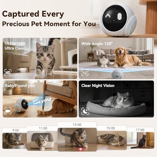 Vivideye Pet Camera 1080P, Movable Robot Security Camera for Dog Cat