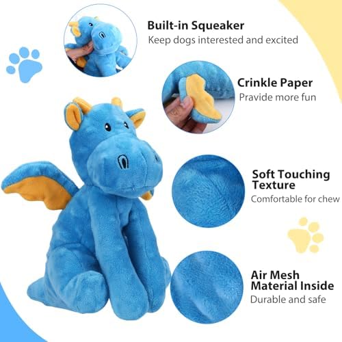 Letsmeet Dog Toys for Puppy Toys, Interactive Plush Dog Toy with Squeaker and Crinkle Paper, Suitable for Reducing Boredom and Anxiety, Cute Pet Toy for Small, Medium and Large Dogs