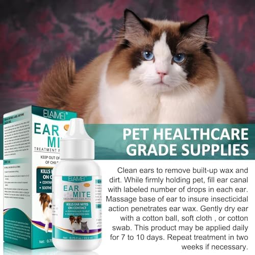 Ear Mites Clean for Dogs & Cat - with Aloe Vera, Fast-Acting 0.75oz