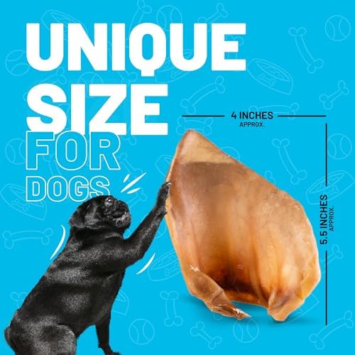 Sitka Farms Whole Pig Ears for Dogs, Pork Dog Chews and Treats, 12 Count