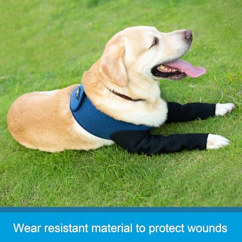 Coodeo Dog Recovery Sleeves, Cone Collar Alternative, Abrasion Resistant Dog Recovery Suit, Washable 2.5mm Thick and Waterproof, Pet Wounds Prevent Licking, Biting (Blue, XS)