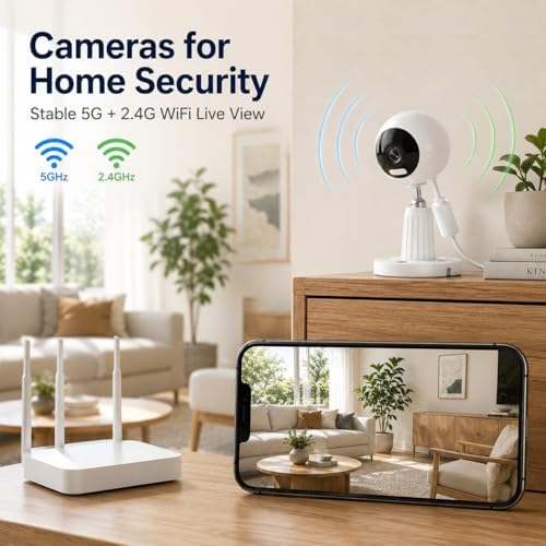 3MP Cameras for Home Security-Outdoor/Indoor, 5G/2.4G WiFi