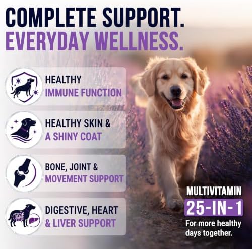 25-in-1 Dog Vitamins and Supplements, 250 Chews, Dog Multivitamin Chewable