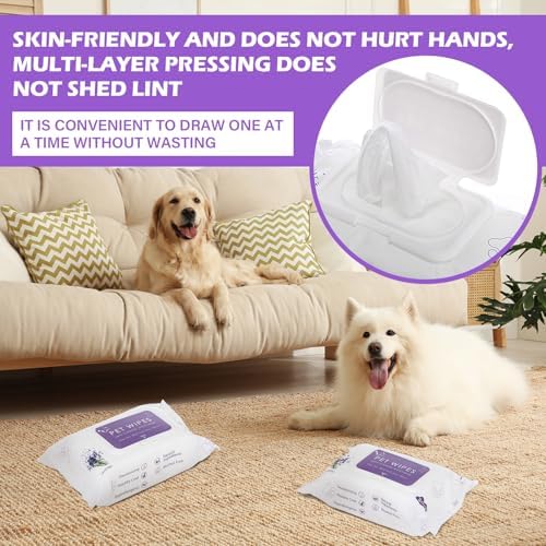 Treela 10 Pack Dog Pet Wipes, 80 Count Paws Body, Lavender