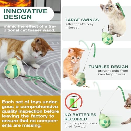 Cat Interactive Toys, Tumbler Treat Dispenser, Green