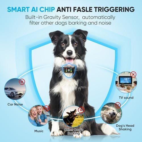 MODUS Dog Bark Collar, Rechargeable Anti Barking Training Collar with 8 Adjustable Sensitivity, IP67 Waterproof Bark Shock Collar with Beep Vibration Shock for Large Medium Small Dogs(Outdoor&Indoor)
